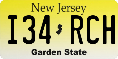 NJ license plate I34RCH
