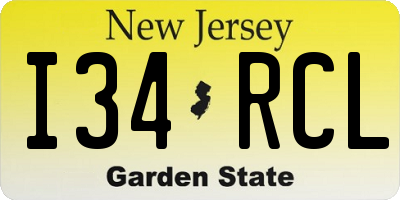 NJ license plate I34RCL