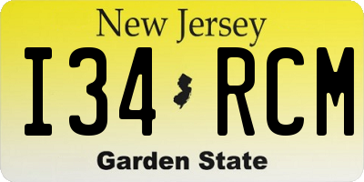 NJ license plate I34RCM
