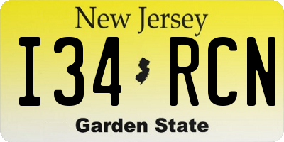 NJ license plate I34RCN