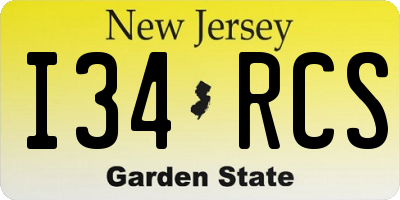 NJ license plate I34RCS