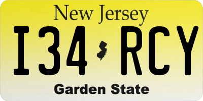 NJ license plate I34RCY