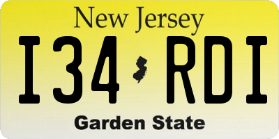 NJ license plate I34RDI