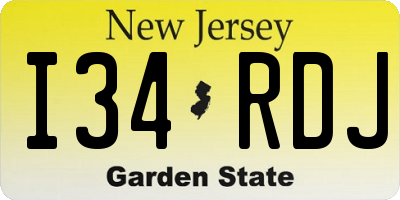 NJ license plate I34RDJ