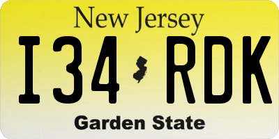 NJ license plate I34RDK