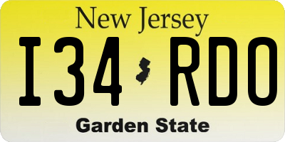 NJ license plate I34RDO