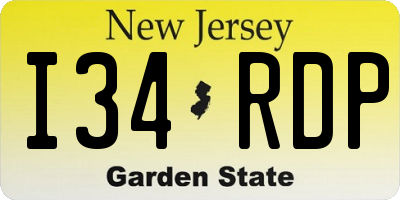 NJ license plate I34RDP