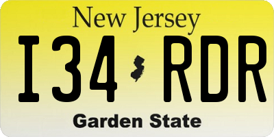 NJ license plate I34RDR