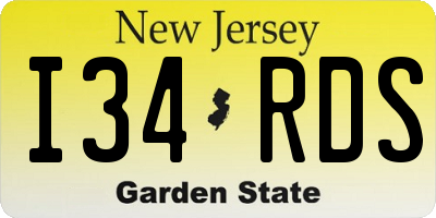 NJ license plate I34RDS