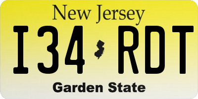 NJ license plate I34RDT
