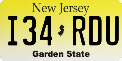 NJ license plate I34RDU