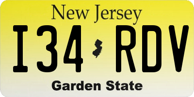 NJ license plate I34RDV
