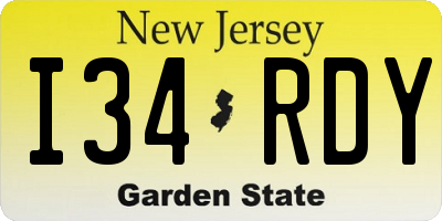 NJ license plate I34RDY