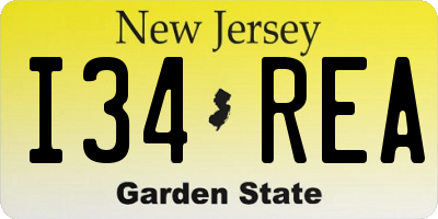 NJ license plate I34REA