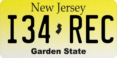 NJ license plate I34REC