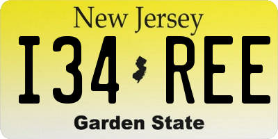 NJ license plate I34REE