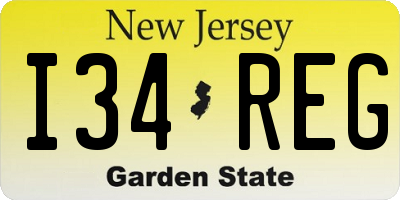 NJ license plate I34REG