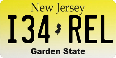 NJ license plate I34REL