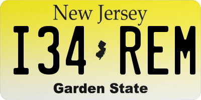NJ license plate I34REM