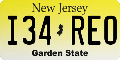 NJ license plate I34REO