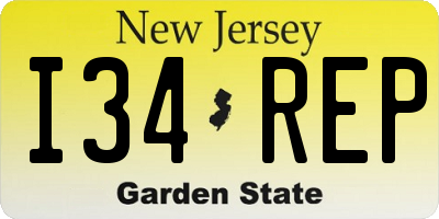NJ license plate I34REP