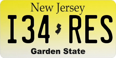 NJ license plate I34RES