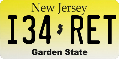 NJ license plate I34RET