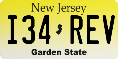 NJ license plate I34REV