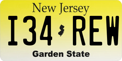 NJ license plate I34REW