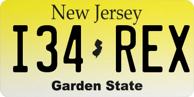 NJ license plate I34REX