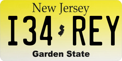 NJ license plate I34REY