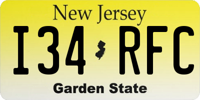 NJ license plate I34RFC