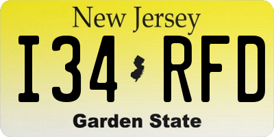 NJ license plate I34RFD