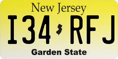 NJ license plate I34RFJ