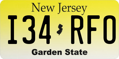 NJ license plate I34RFO