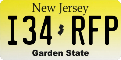 NJ license plate I34RFP