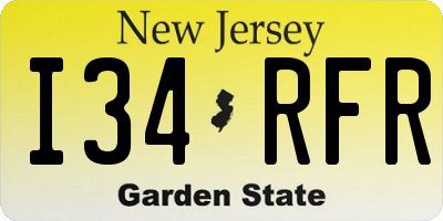 NJ license plate I34RFR