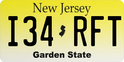 NJ license plate I34RFT