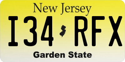 NJ license plate I34RFX