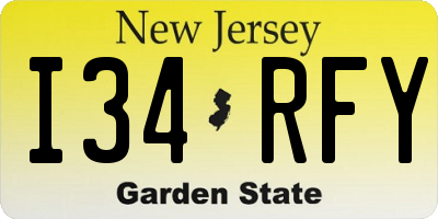 NJ license plate I34RFY