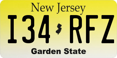 NJ license plate I34RFZ