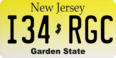 NJ license plate I34RGC