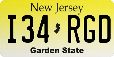 NJ license plate I34RGD