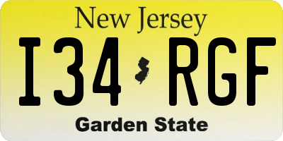 NJ license plate I34RGF