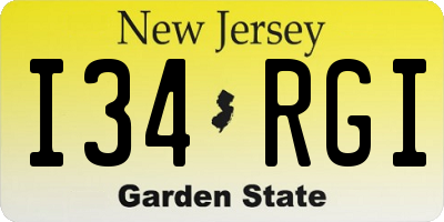 NJ license plate I34RGI