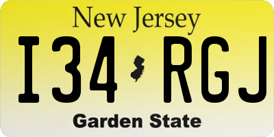 NJ license plate I34RGJ