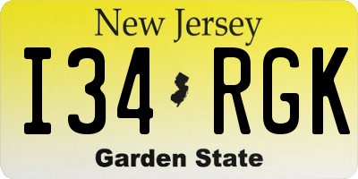 NJ license plate I34RGK