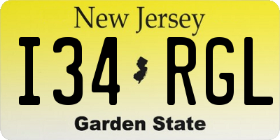 NJ license plate I34RGL