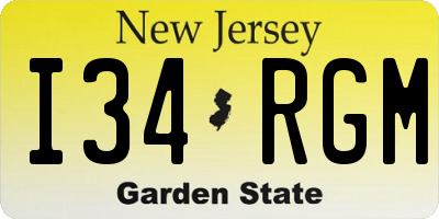 NJ license plate I34RGM