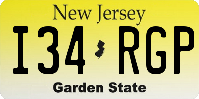 NJ license plate I34RGP